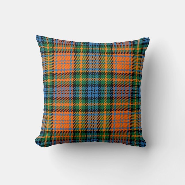 Plaid Clan Murray Blue Orange Green Check Tartan Cushion (Front)