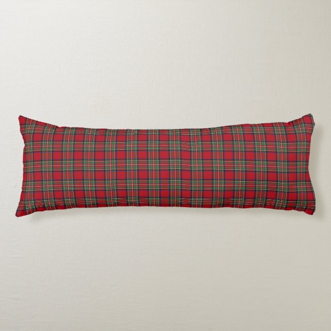 Plaid Clan Stewart Green Blue Red Check Tartan Body Cushion (Front)