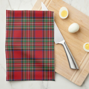 Plaid Clan Stewart Red Green Blue Check Tartan Tea Towel