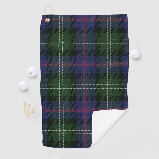 Plaid Clan Sutherland Purple Black Check Tartan Golf Towel (InSitu)