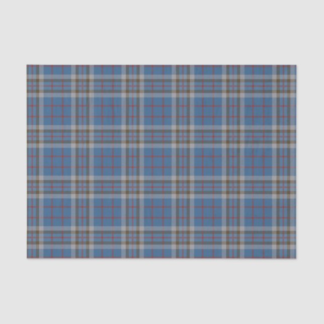 Plaid Clan Thompson Grey Blue Check Tartan Tissue Paper (Front)