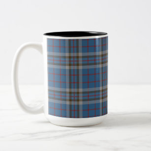 Plaid Clan Thompson Tartan Blue Grey Check Two-Tone Coffee Mug