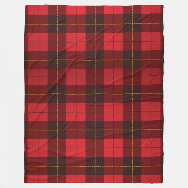 Plaid Clan Wallace Scottish Tartan Red Black Check Fleece Blanket (Front)