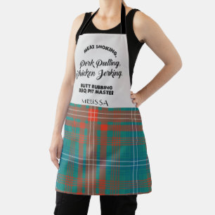 Plaid Clan Wilson Orange Blue Chequered Kitchen Apron