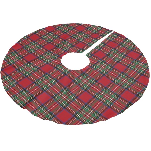 Plaid Classic Clan Stewart Red Tartan Brushed Polyester Tree Skirt (Angled)