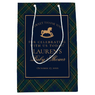 Plaid Classic Rocking Horse Baby Shower Favors Medium Gift Bag