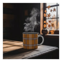 Plaid Coffee Mug Heritage Pattern Autumn Steam Art
