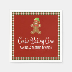 Plaid Cookie Baking Crew Red Christmas Holiday Napkin