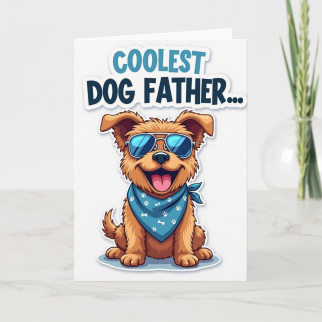 Plaid Coolest Dog Father Card (Front)