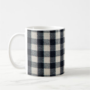 Plaid cotton fabric texture background. coffee mug