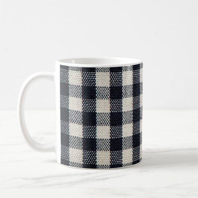 Plaid cotton fabric texture background. coffee mug (Left)