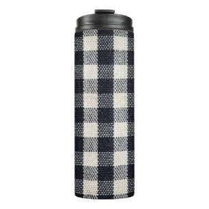 Plaid cotton fabric texture background. thermal tumbler