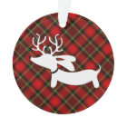 Plaid Dachshund Christmas Tree Ornament