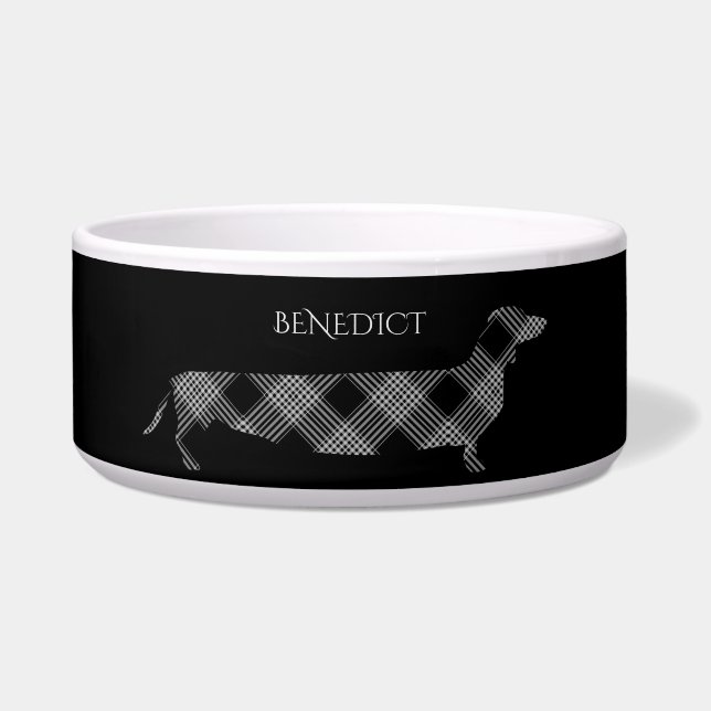 Plaid Dachshund on Black Personalised (Front)