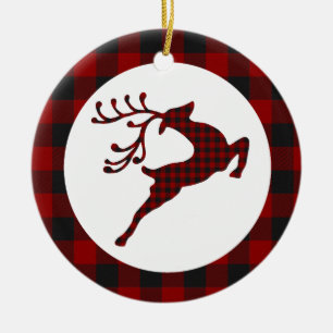 Plaid deer ceramic tree decoration