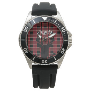 Plaid Deer Mens Hunting Watch