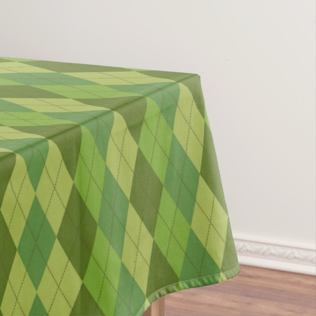 Plaid Design Green Tones Tablecloth (In Situ)