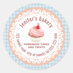 Plaid doily lace Homemade cupcakes and treats Classic Round Sticker