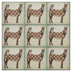Plaid Donkey & Owl Fabric