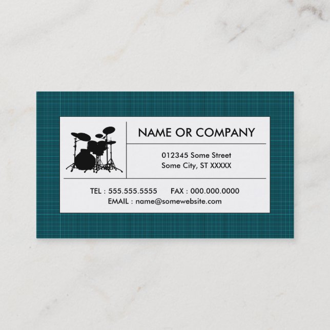 plaid drums business card (Front)