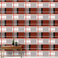 Plaid effect striking red, grey, black and white