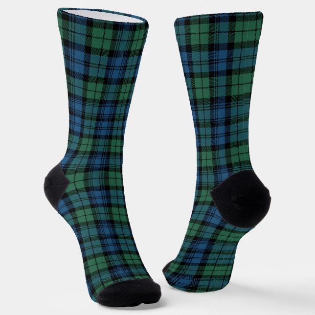 Plaid Elegant Campbell Green Rustic Tartan Socks (Angled)