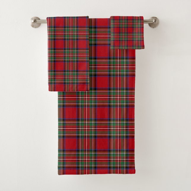 Plaid Elegant Rustic Clan Stewart Tartan Bath Towel Set (Insitu)