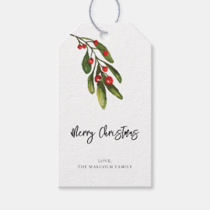 Plaid Elegant Rustic Red Berries Tartan Gift Tags