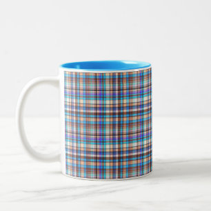 Plaid Fabric Checkered Print Pattern-57688 Two-Tone Coffee Mug