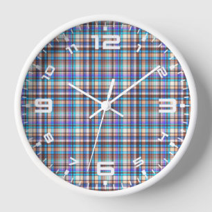 Plaid Fabric Chequered Print Pattern-57688 Clock
