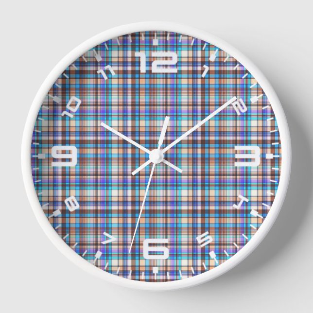 Plaid Fabric Chequered Print Pattern-57688 Clock (Front)