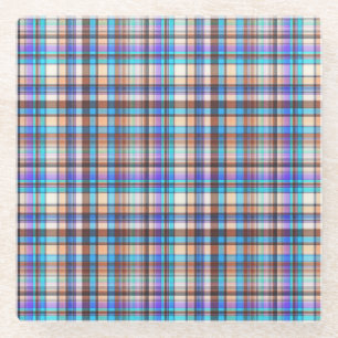 Plaid Fabric Chequered Print Pattern-57688 Glass Coaster