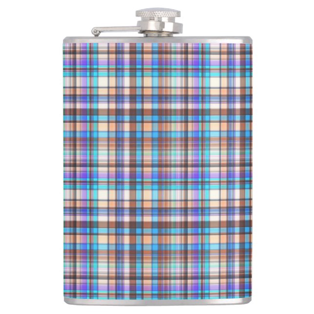 Plaid Fabric Chequered Print Pattern-57688 Hip Flask (Front)