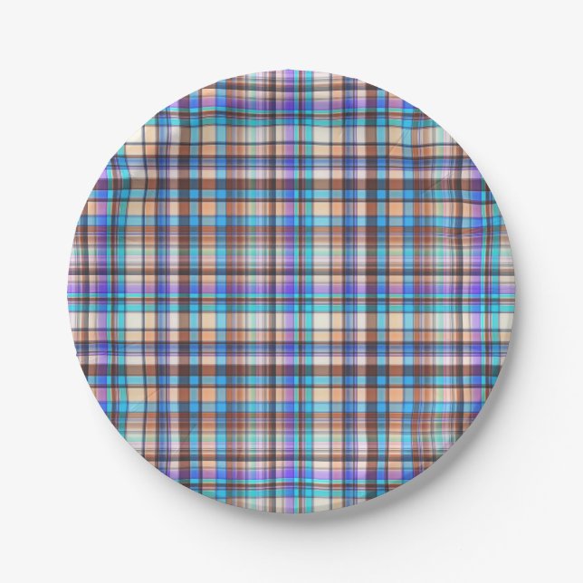 Plaid Fabric Chequered Print Pattern-57688 Paper Plate (Front)