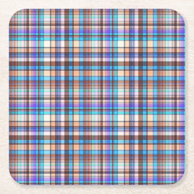 Plaid Fabric Chequered Print Pattern-57688 Square Paper Coaster (Front)