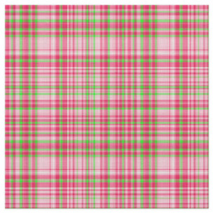Plaid Fabric-Neon Green and Pink 47 Fabric