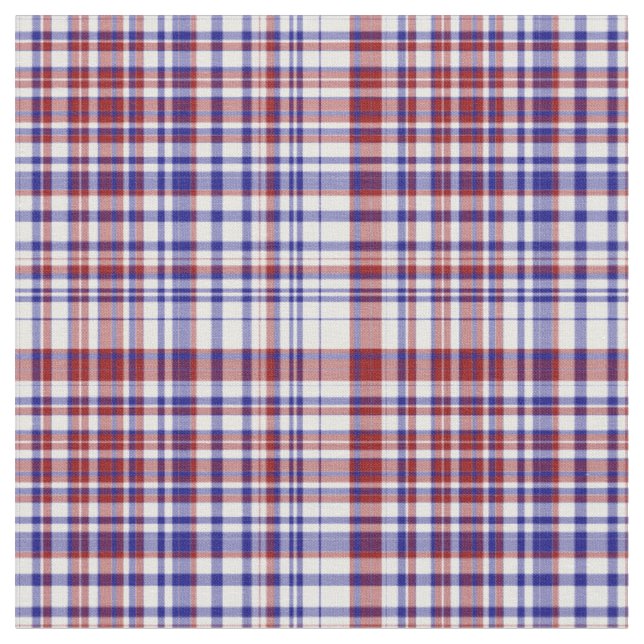 Plaid Fabric-Red White and Blue 23 Fabric (Close Up)