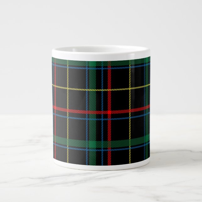 Plaid Fabric Texture Black Background Coffee Mug (Front)