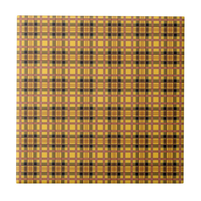Plaid Fabric Texture Brown Stripes-52628 Ceramic Tile (Front)