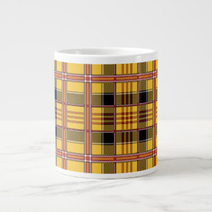 Plaid Fabric Texture Brown Stripes-52628 Large Coffee Mug