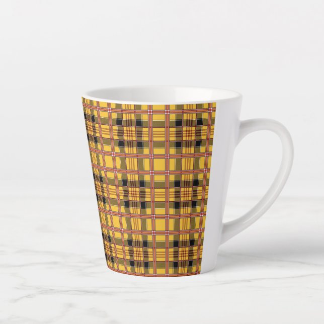 Plaid Fabric Texture Brown Stripes-52628 Latte Mug (Right)