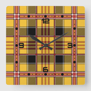 Plaid Fabric Texture Brown Stripes-52628 Square Wall Clock