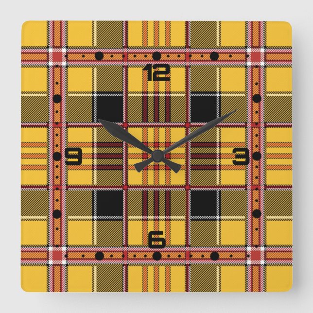 Plaid Fabric Texture Brown Stripes-52628 Square Wall Clock (Front)