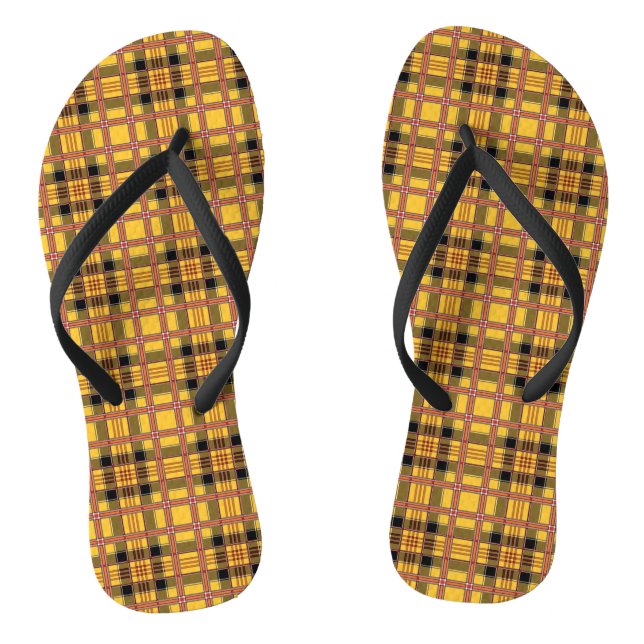 Plaid Fabric Texture Brown Stripes-52628 Thongs (Footbed)