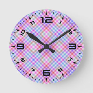 Plaid Fabric Texture Stripes Pattern-18848 Round Clock