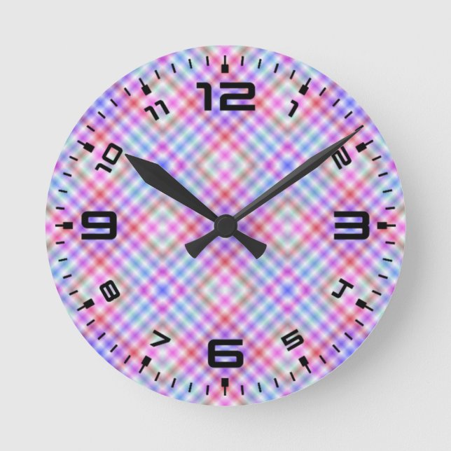 Plaid Fabric Texture Stripes Pattern-18848 Round Clock (Front)
