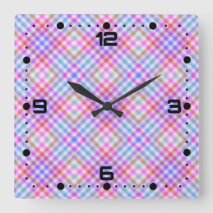 Plaid Fabric Texture Stripes Pattern-18848 Square Wall Clock