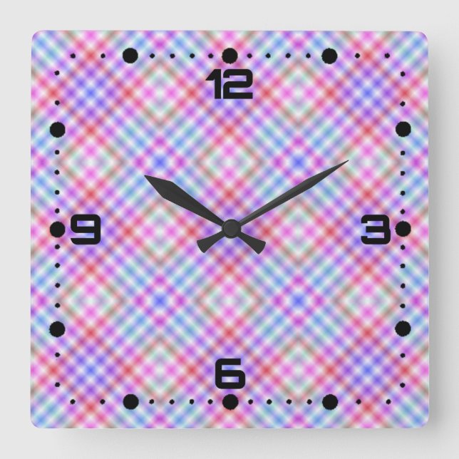 Plaid Fabric Texture Stripes Pattern-18848 Square Wall Clock (Front)