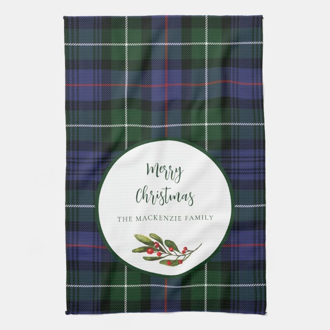 Plaid Family Christmas MacKenzie Tartan Tea Towel (Vertical)