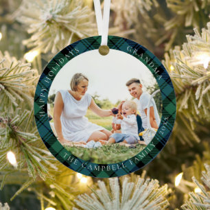 Plaid Family Photos Rustic Campbell Tartan Metal Tree Decoration